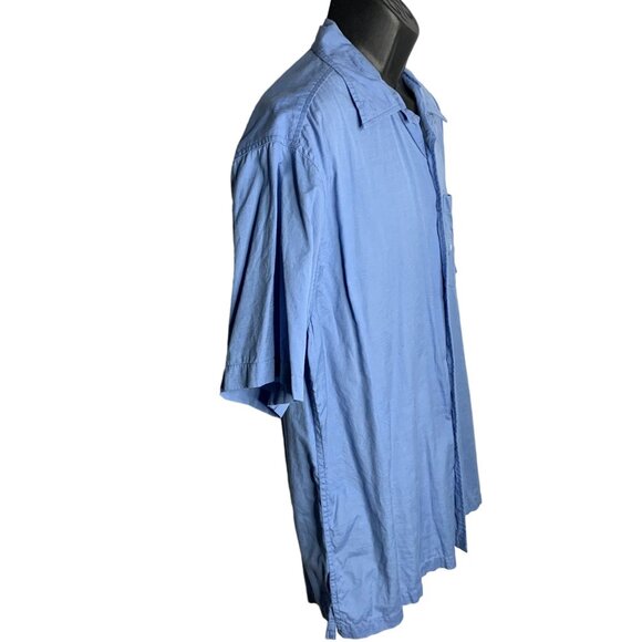 Marlin Trading Embroidered Button Up Camp Shirt L Blue Short Sleeves Pocket - Picture 6 of 7